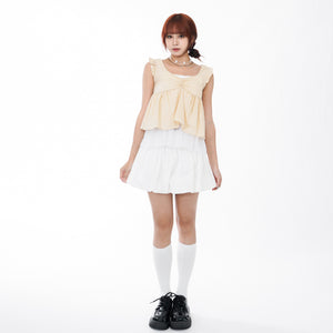 2WAY FRILL V-NECK CROP NASHI/ 2色