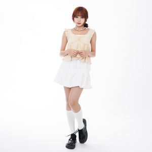 2WAY FRILL V-NECK CROP NASHI/ 2色