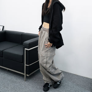[UNISEX] Pigment Washed Multi Cargo Pants/ 2色