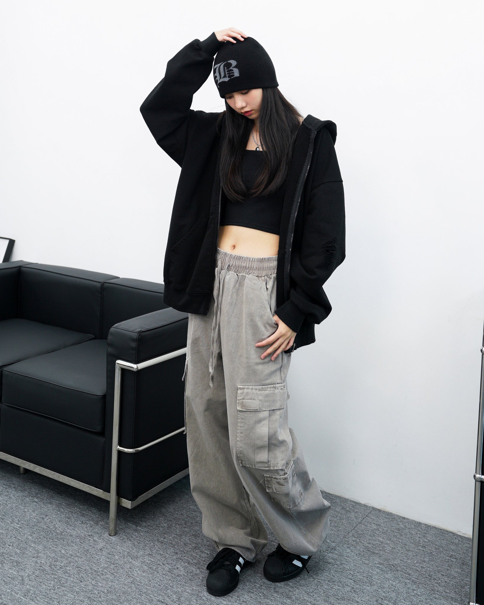 [UNISEX] Pigment Washed Multi Cargo Pants/ 2色