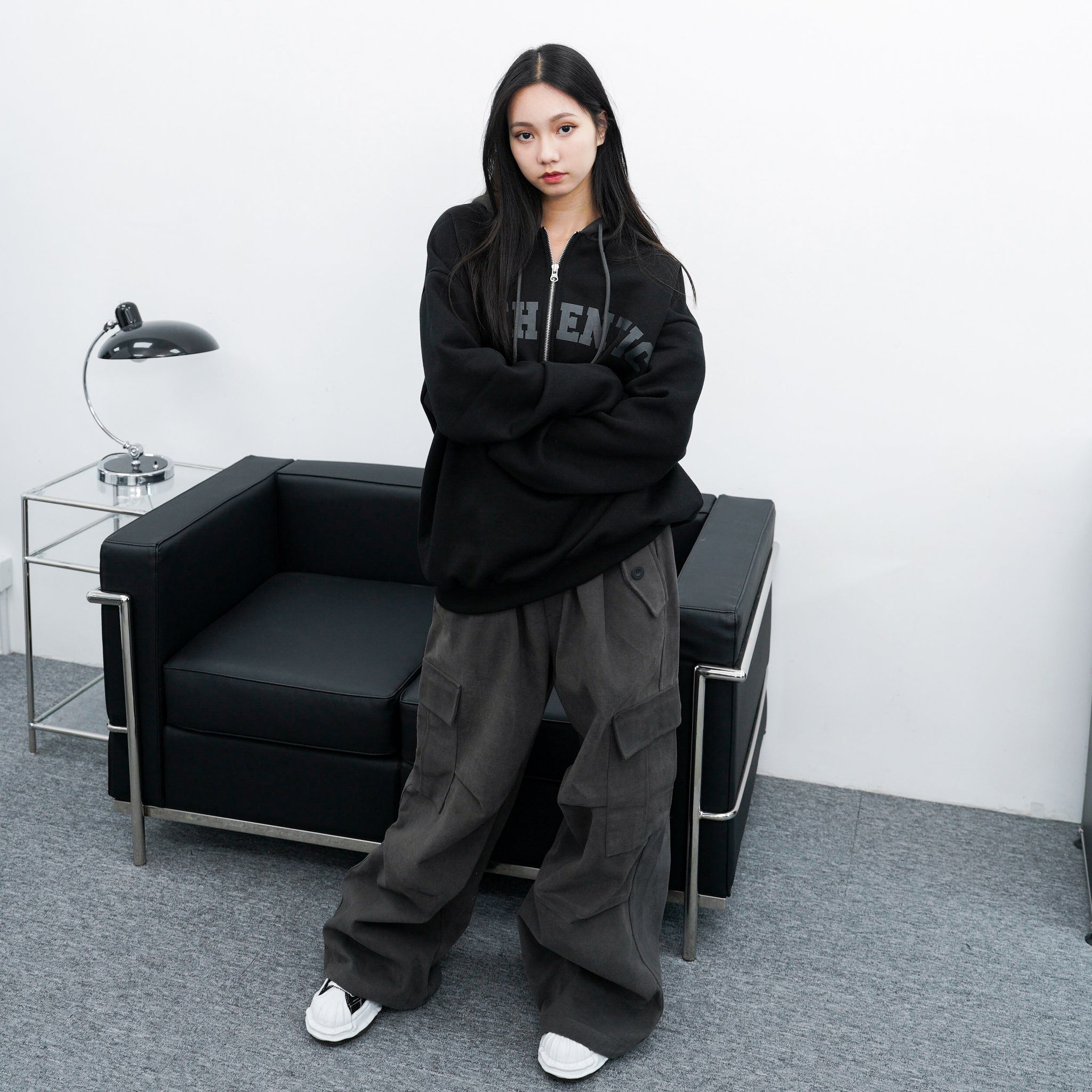 [UNISEX] Duotone Half Zip Up Hoodie/ 1色