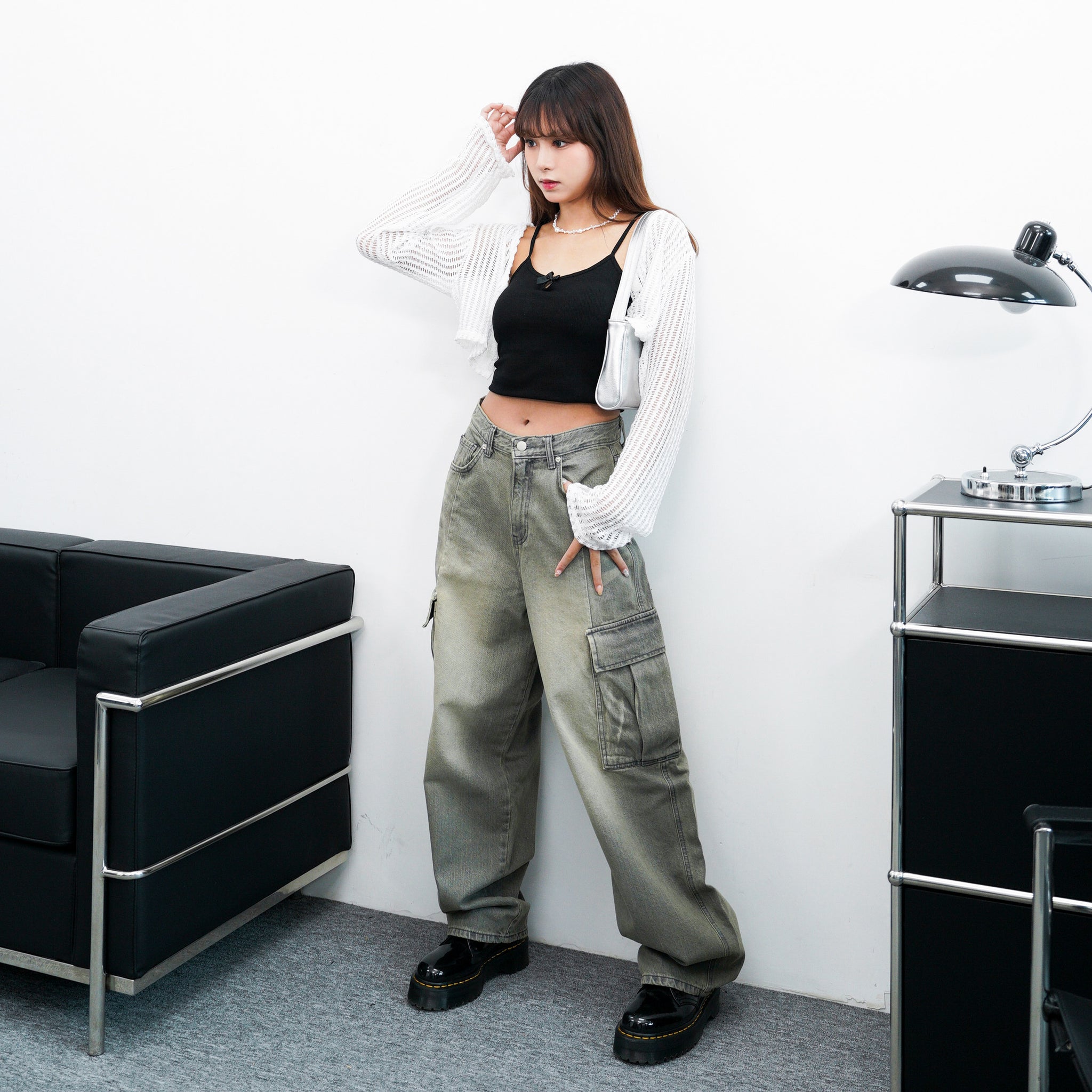 [極高腰] GENE VINTAGE WIDE CARGO DENIM PANTS/ 1色