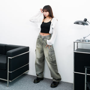 [極高腰] GENE VINTAGE WIDE CARGO DENIM PANTS/ 1色