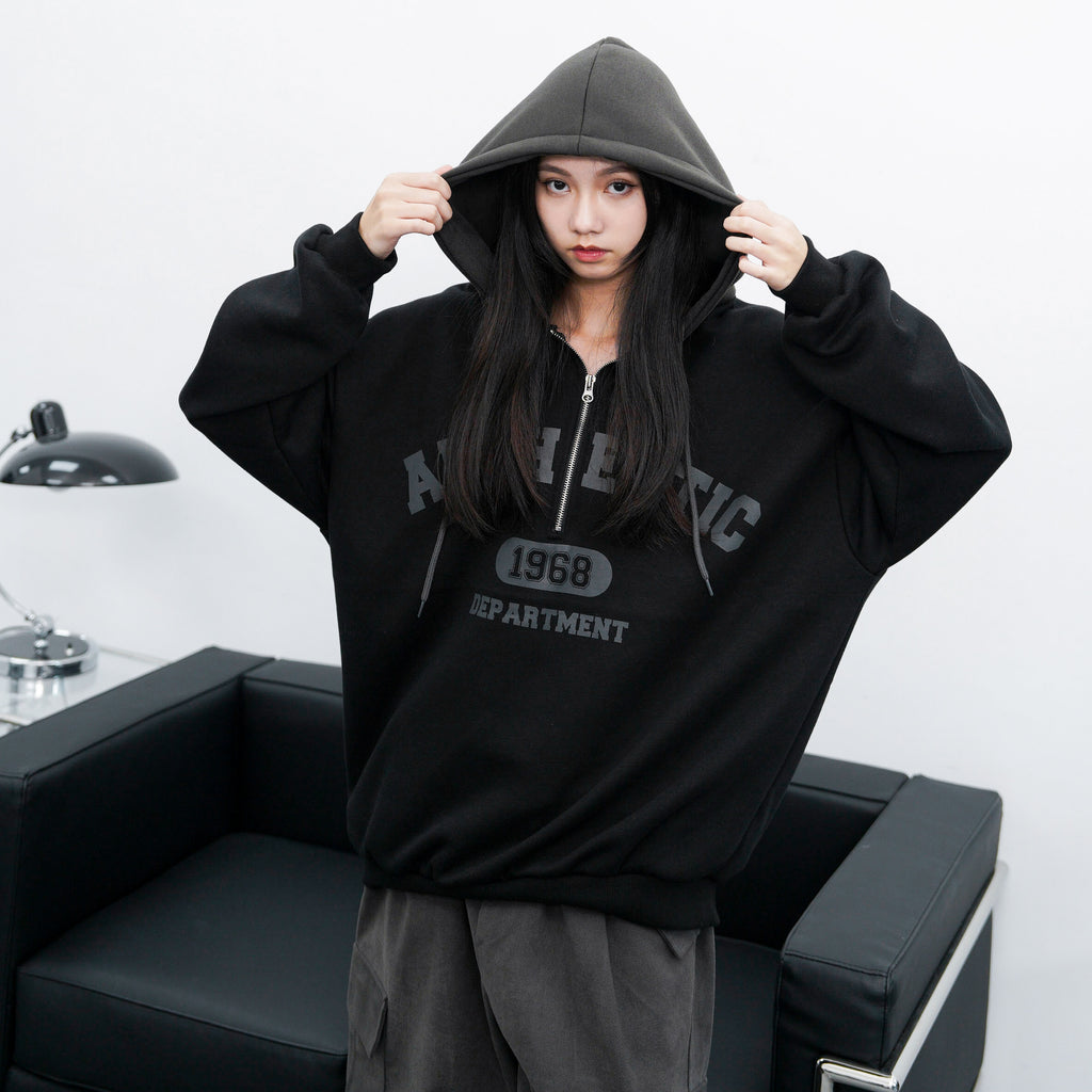 [UNISEX] Duotone Half Zip Up Hoodie/ 1色