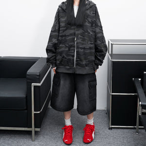[BEST] BUTTONED CARGO BERMUDA DENIM PANTS/ 2色
