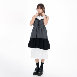 2WAY 3RIBBONS TANK TOP LAYERED DRESS/ 2色