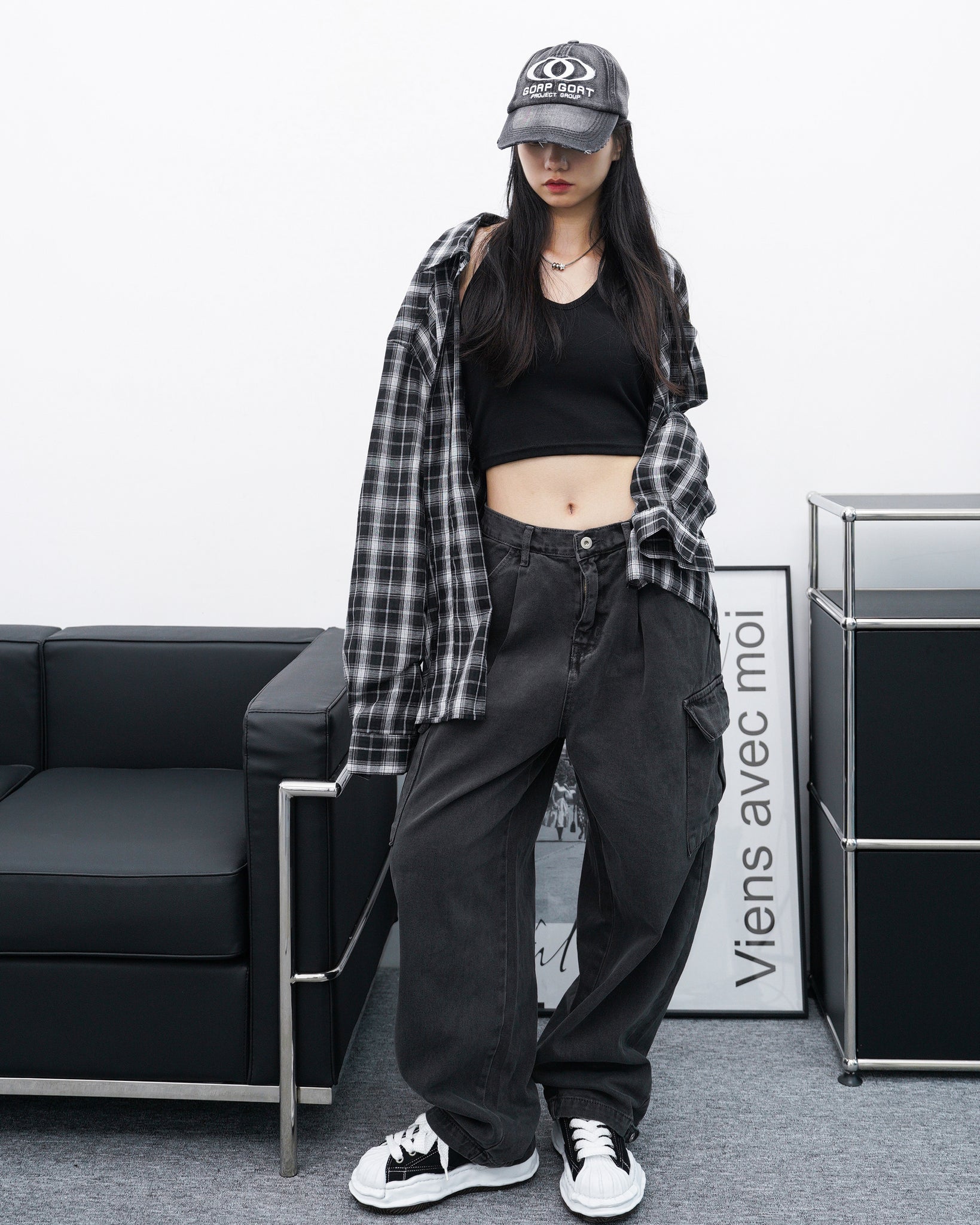 [UNISEX] Dyeing Cargo Denim Pants/ 2色