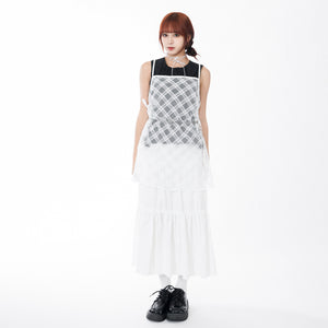 [BEST] 格網透明感SHIRRING NASHI ONE-PIECE/ 2色