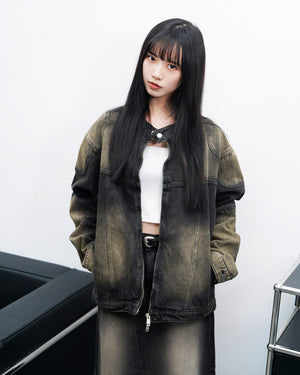 [UNISEX] 2WAY VINTAGE DENIM JACKET/ 2色