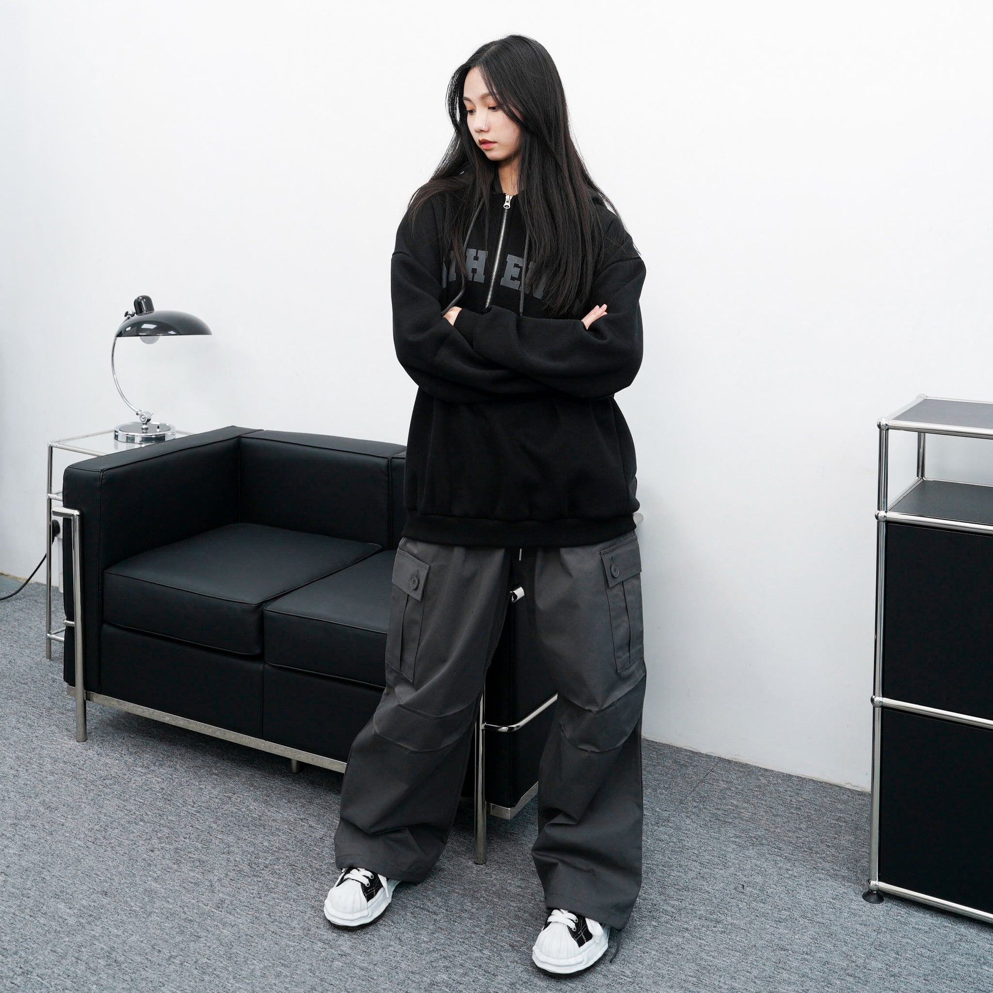 [UNISEX] Duotone Half Zip Up Hoodie/ 1色