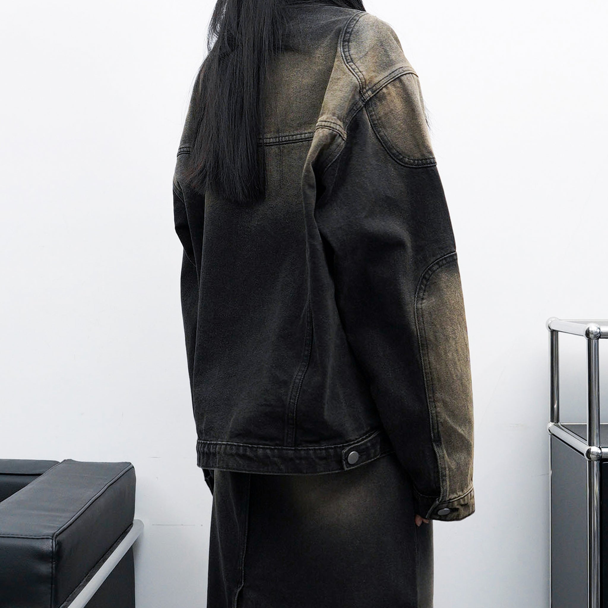 [UNISEX] 2WAY VINTAGE DENIM JACKET/ 2色