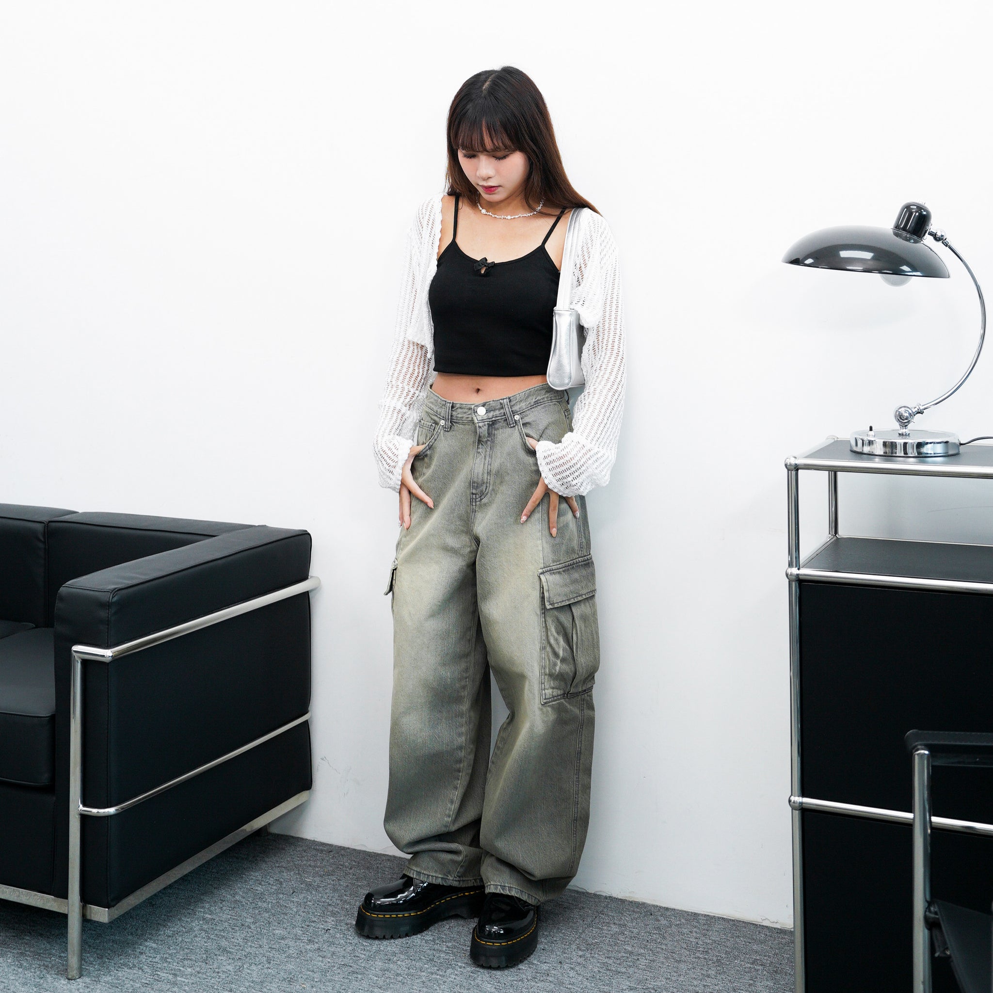 [極高腰] GENE VINTAGE WIDE CARGO DENIM PANTS/ 1色