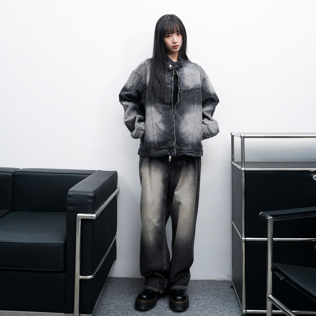 [UNISEX] 2WAY VINTAGE DENIM JACKET/ 2色