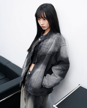 [UNISEX] 2WAY VINTAGE DENIM JACKET/ 2色