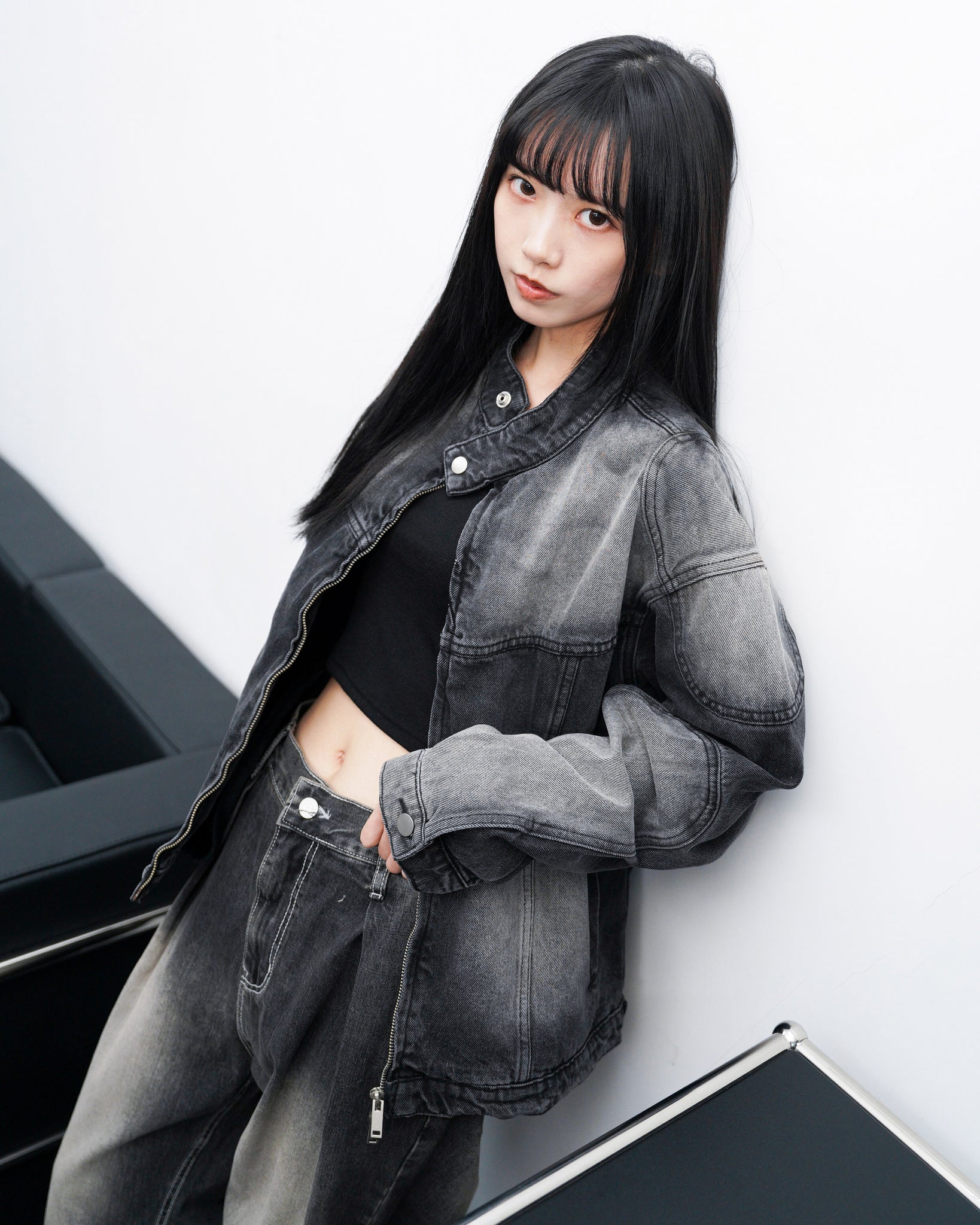 [UNISEX] 2WAY VINTAGE DENIM JACKET/ 2色
