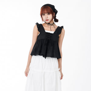 2WAY FRILL V-NECK CROP NASHI/ 2色