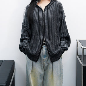 [UNISEX] 2WAY ZIP-UP KNIT HOODIE/ 2色