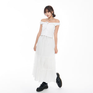 RUFFLED DOT LACE SLIM FIT LONG SKIRT/ 1色