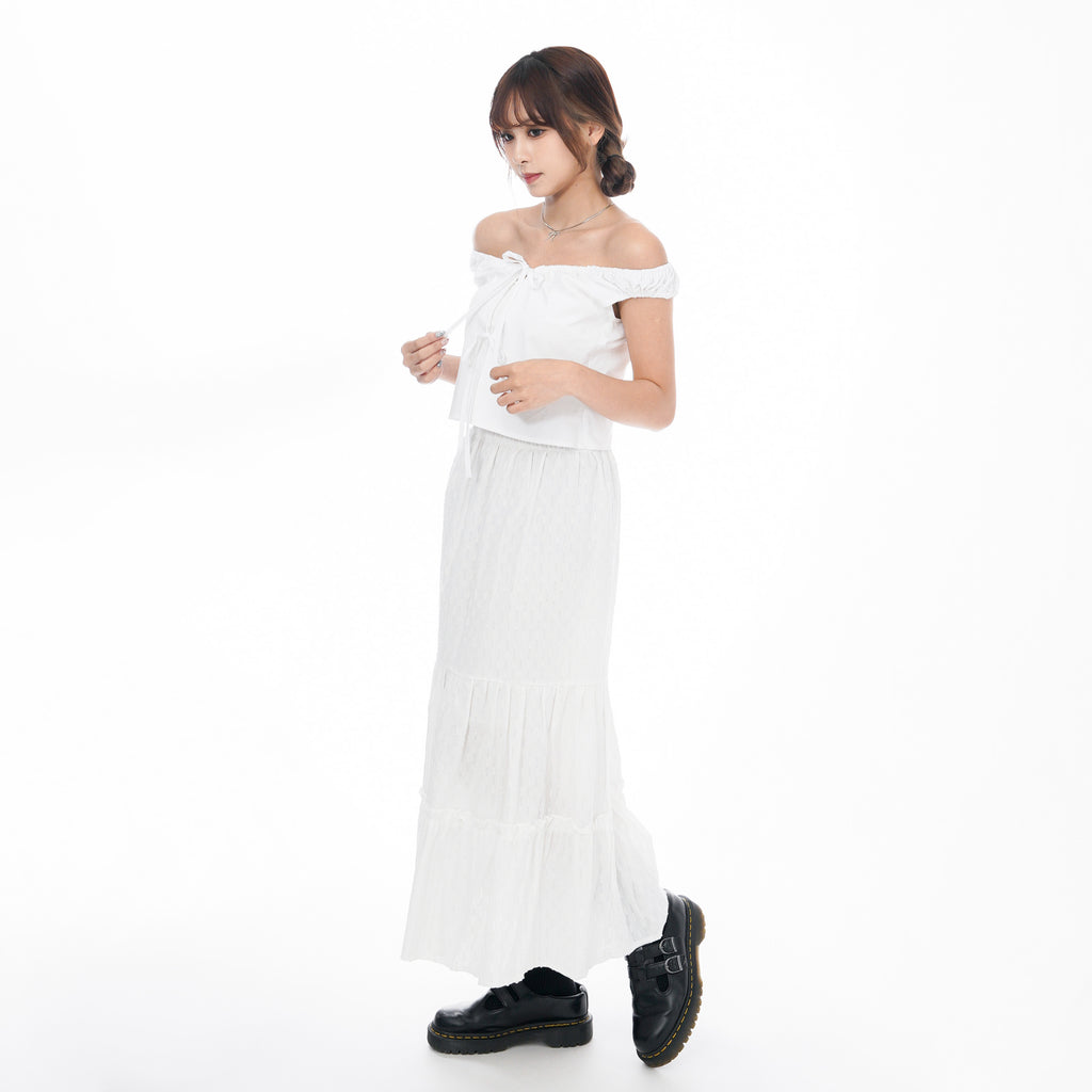 RUFFLED DOT LACE SLIM FIT LONG SKIRT/ 1色