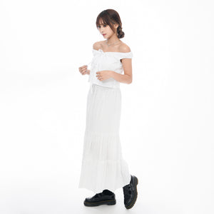 RUFFLED DOT LACE SLIM FIT LONG SKIRT/ 1色