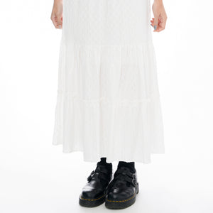 RUFFLED DOT LACE SLIM FIT LONG SKIRT/ 1色