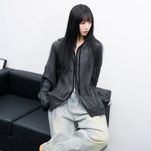[UNISEX] 2WAY ZIP-UP KNIT HOODIE/ 2色
