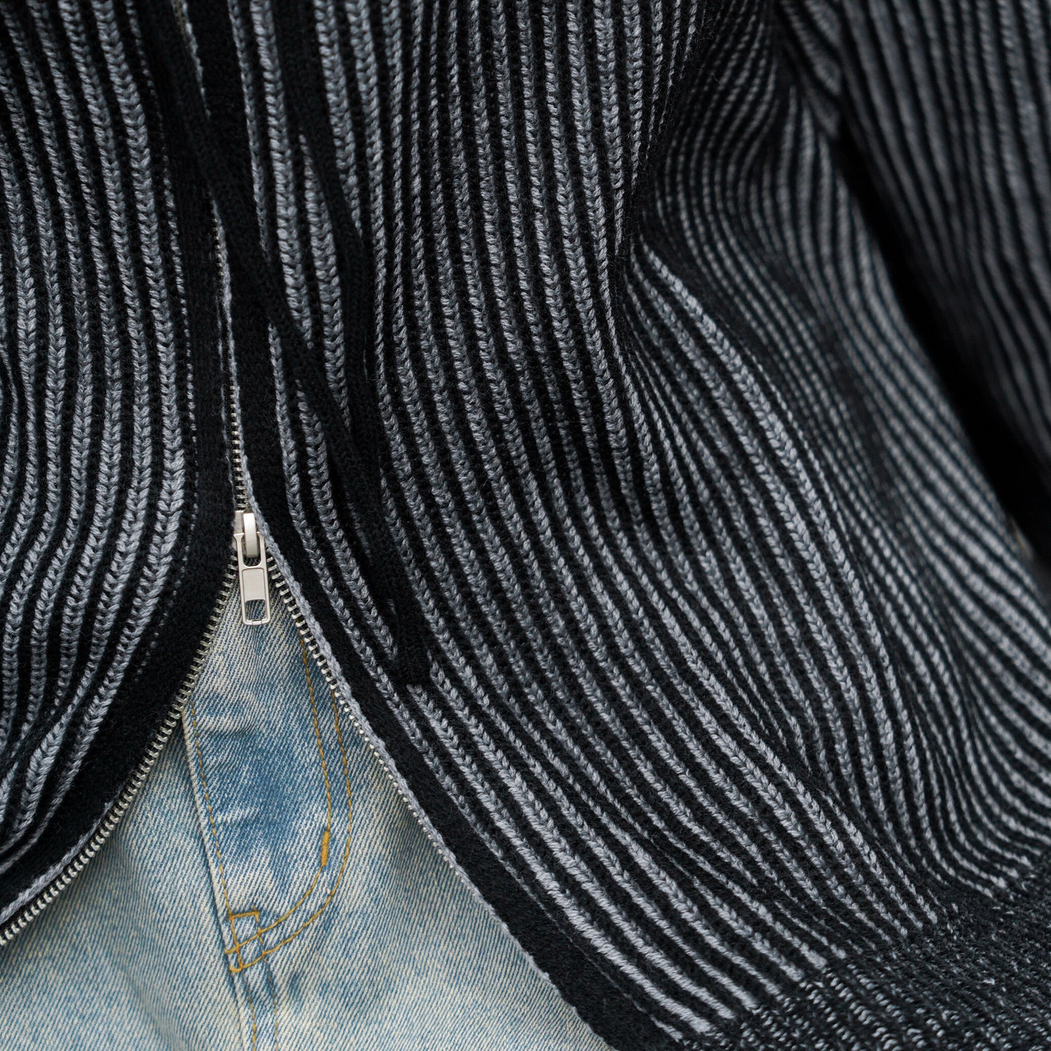 [UNISEX] 2WAY ZIP-UP KNIT HOODIE/ 2色