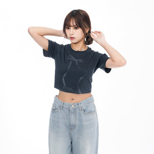 [BEST] BALLET CORE RIBBON SEMI-CROP TEE/ 3色