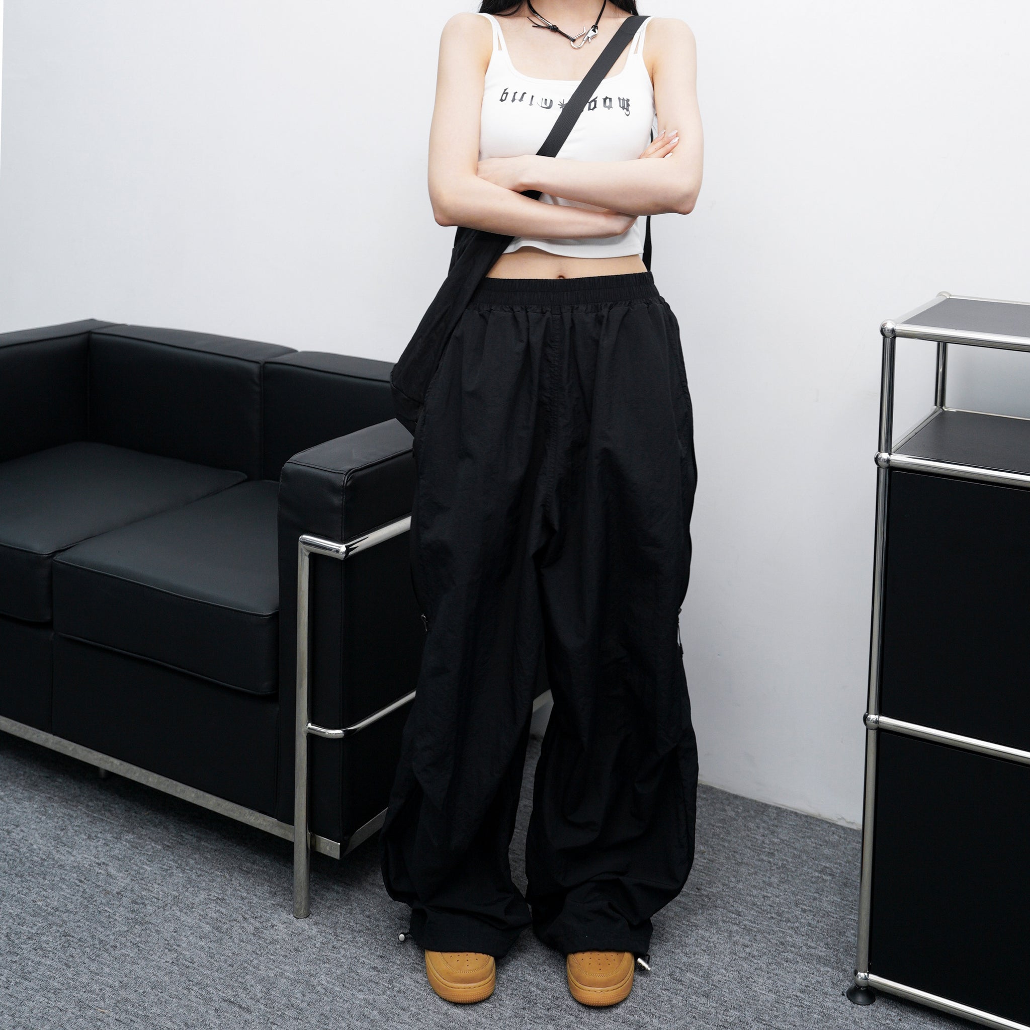 [UNISEX] SIDE ZIPPER NYLON PANTS/ 2色