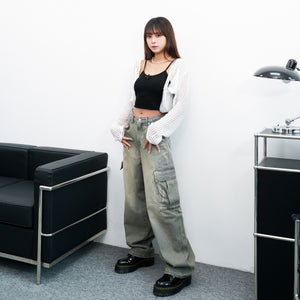 [極高腰] GENE VINTAGE WIDE CARGO DENIM PANTS/ 1色