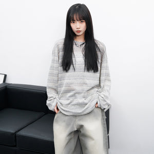 [UNISEX] BEST! 混色橫間微透視長袖/ 2色