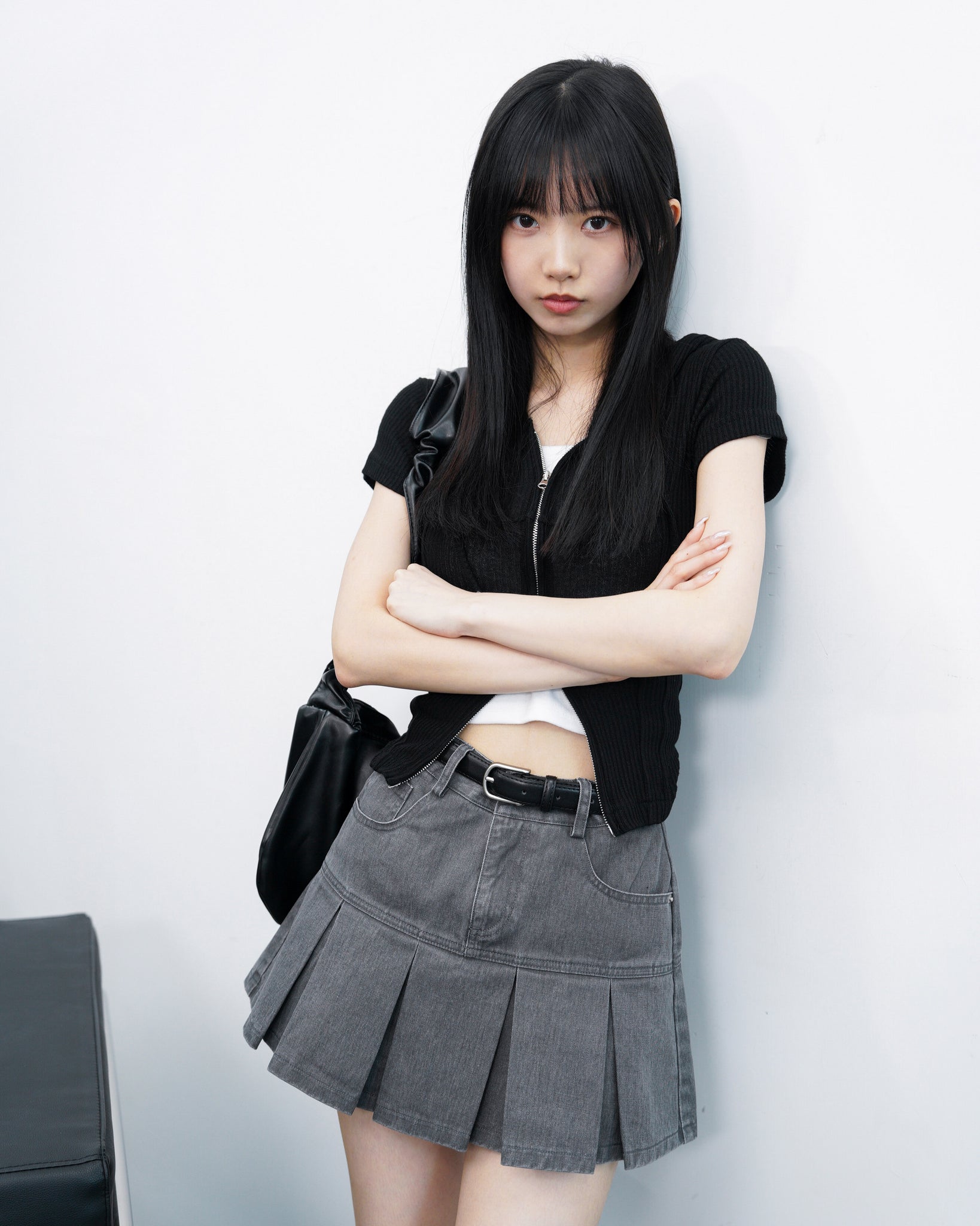 [BEST] PIGMENT PLEATED MINI SKIRT BELT SET/ 3色