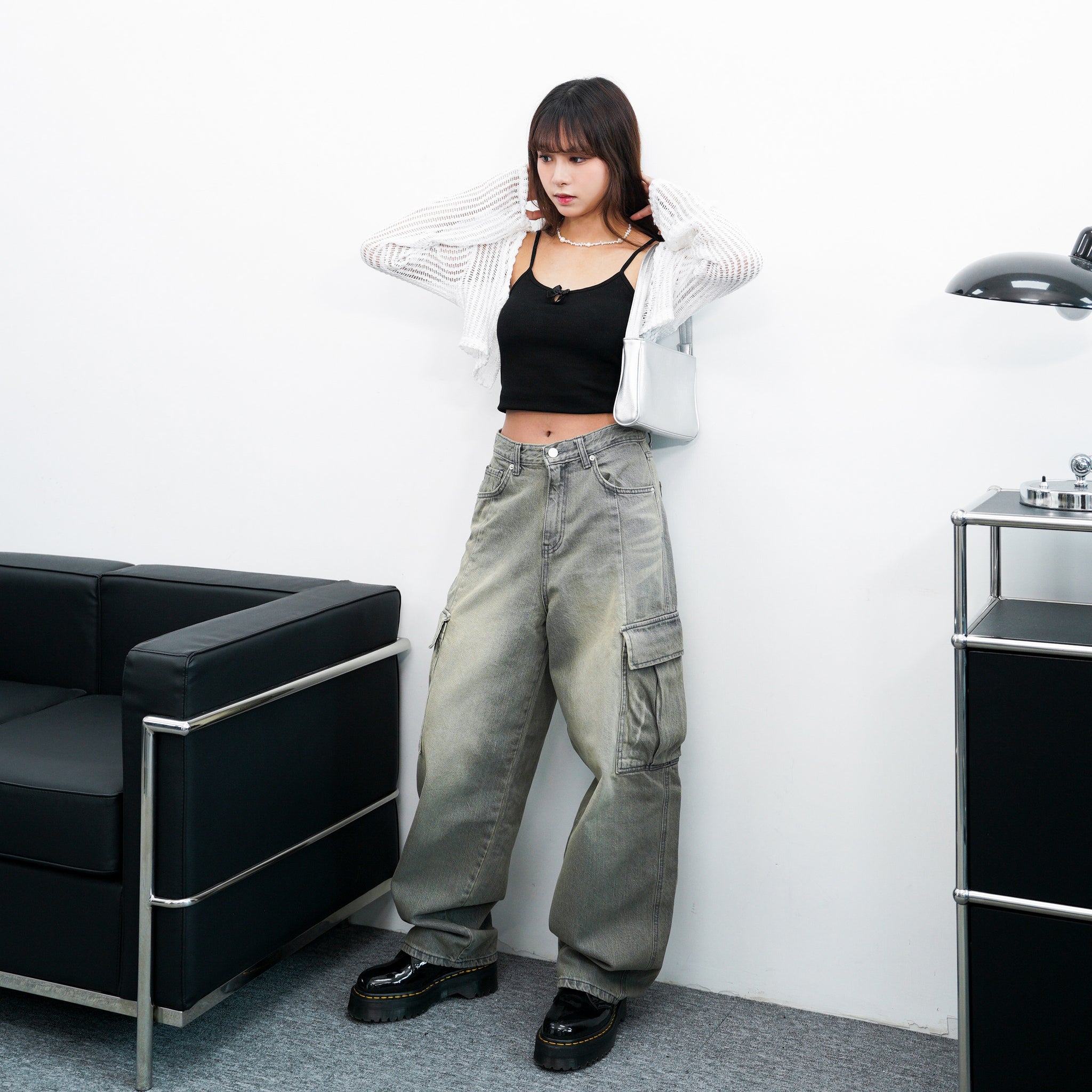 [極高腰] GENE VINTAGE WIDE CARGO DENIM PANTS/ 1色