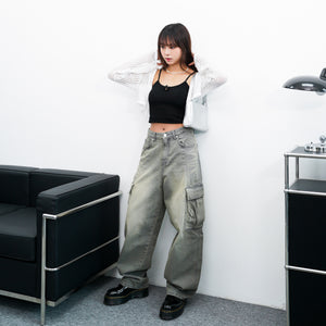 [極高腰] GENE VINTAGE WIDE CARGO DENIM PANTS/ 1色