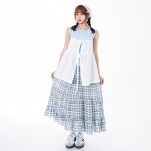 2WAY 2RIBBONS LAYERED SLEEVELESS TOP/ 2色
