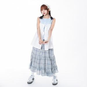2WAY 2RIBBONS LAYERED SLEEVELESS TOP/ 2色