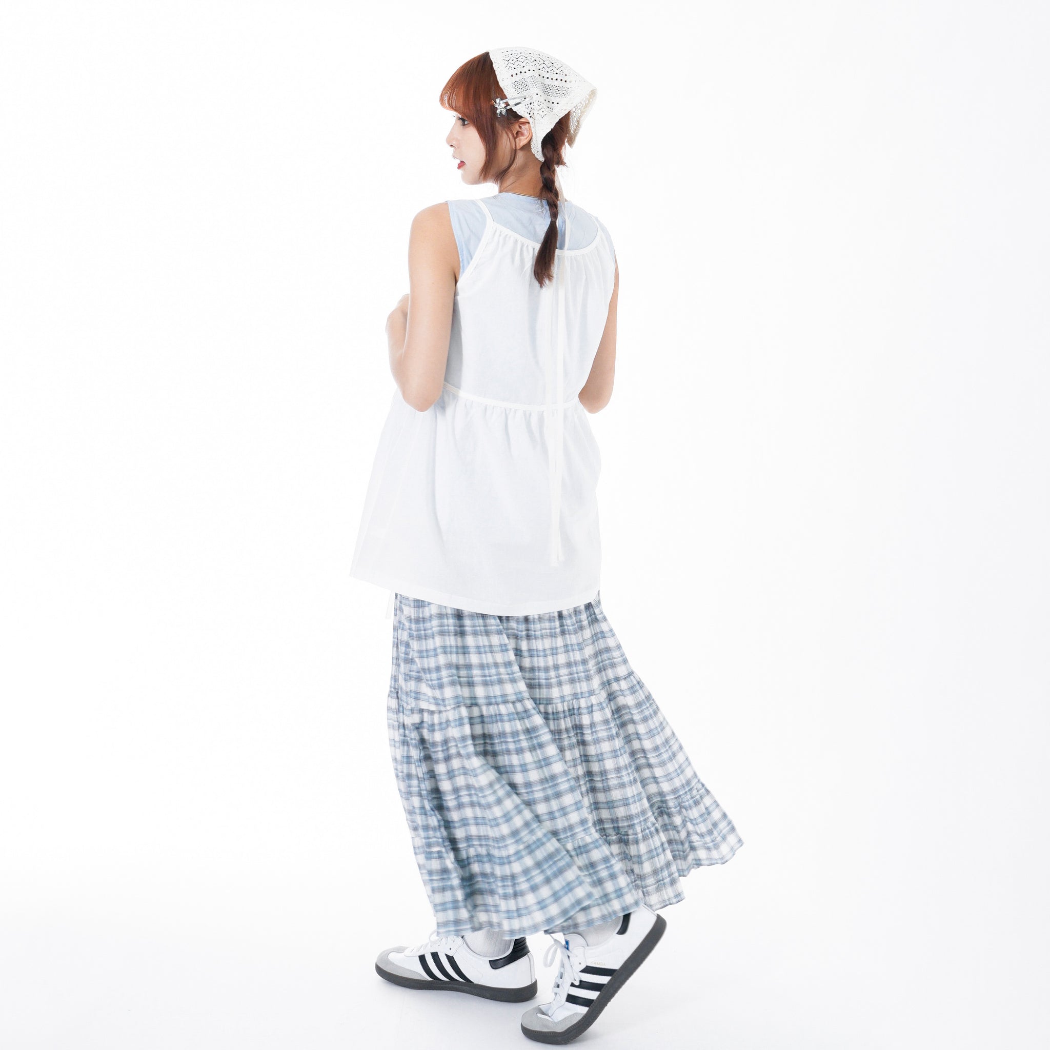 2WAY 2RIBBONS LAYERED SLEEVELESS TOP/ 2色