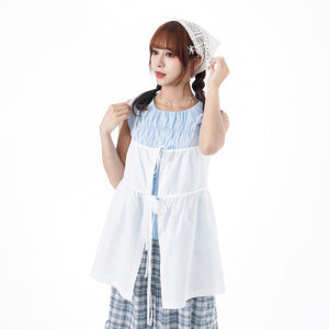 2WAY 2RIBBONS LAYERED SLEEVELESS TOP/ 2色