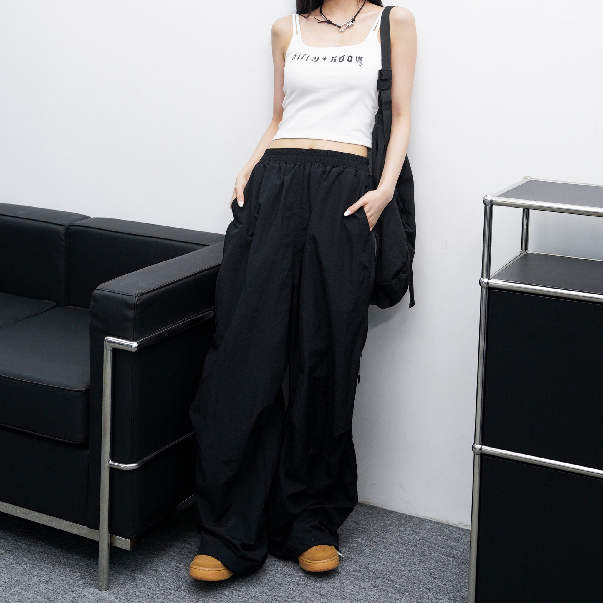 [UNISEX] SIDE ZIPPER NYLON PANTS/ 2色