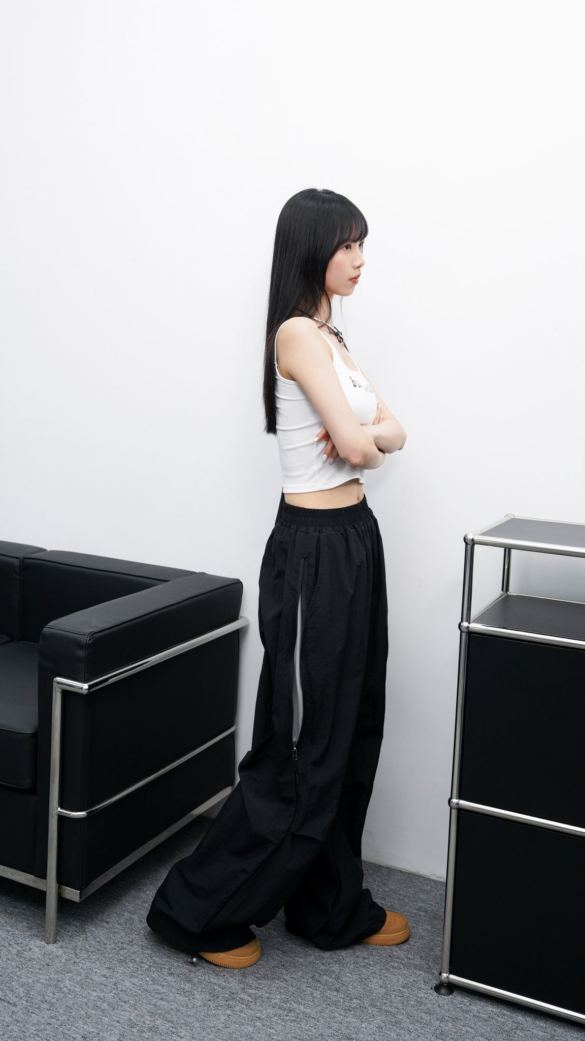 [UNISEX] SIDE ZIPPER NYLON PANTS/ 2色