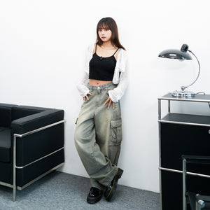 [極高腰] GENE VINTAGE WIDE CARGO DENIM PANTS/ 1色