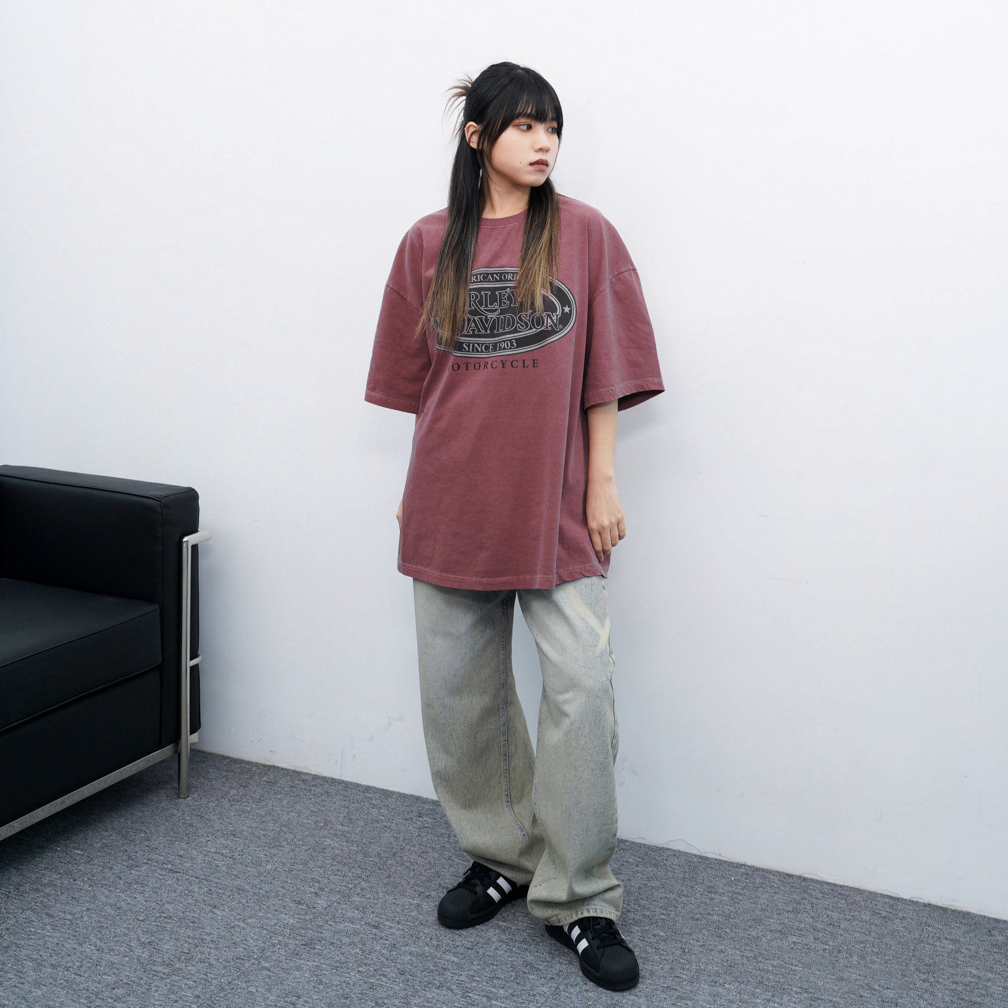 [極高腰] HEART GRAFFITI VINTAGE DENIM PANTS/ 2色