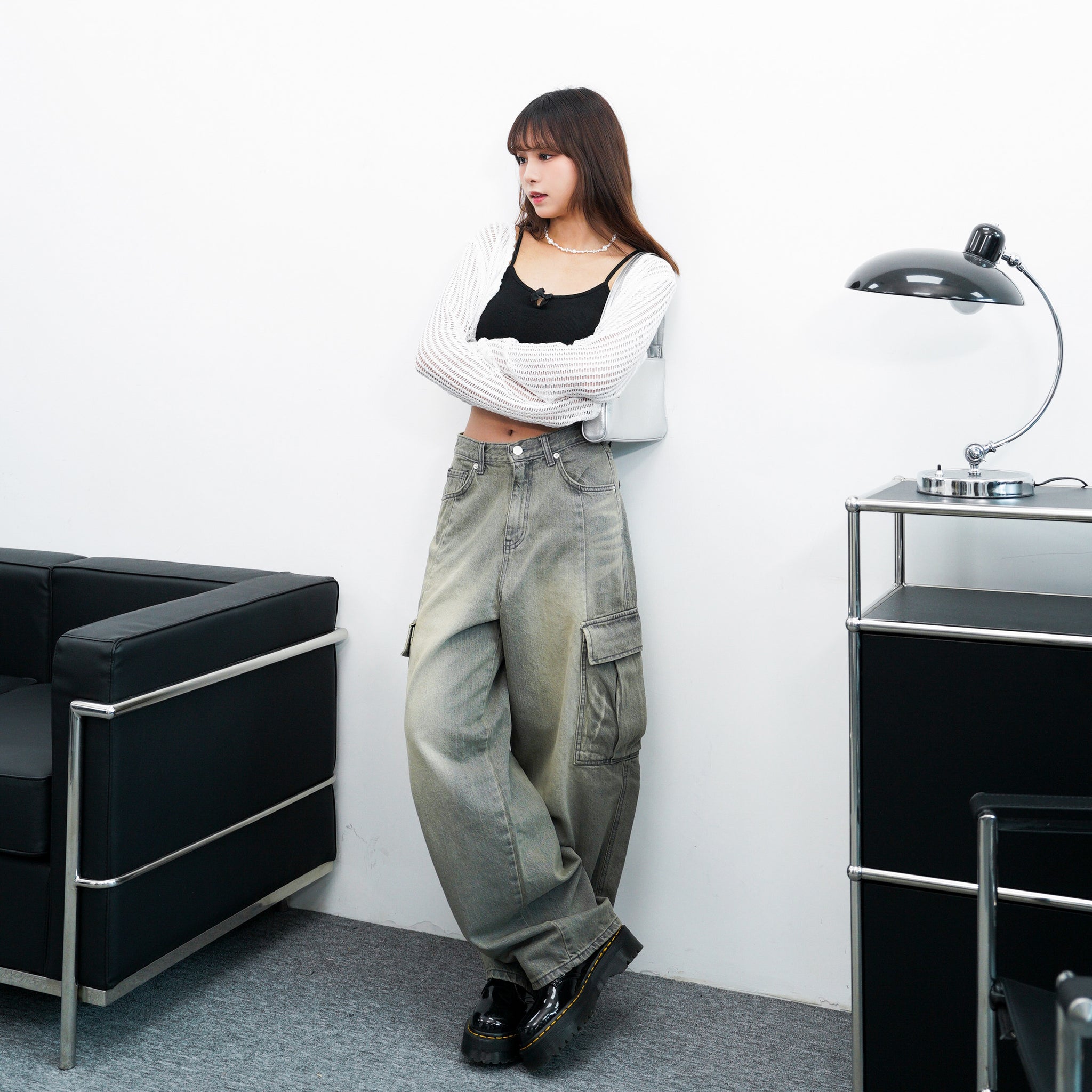 [極高腰] GENE VINTAGE WIDE CARGO DENIM PANTS/ 1色