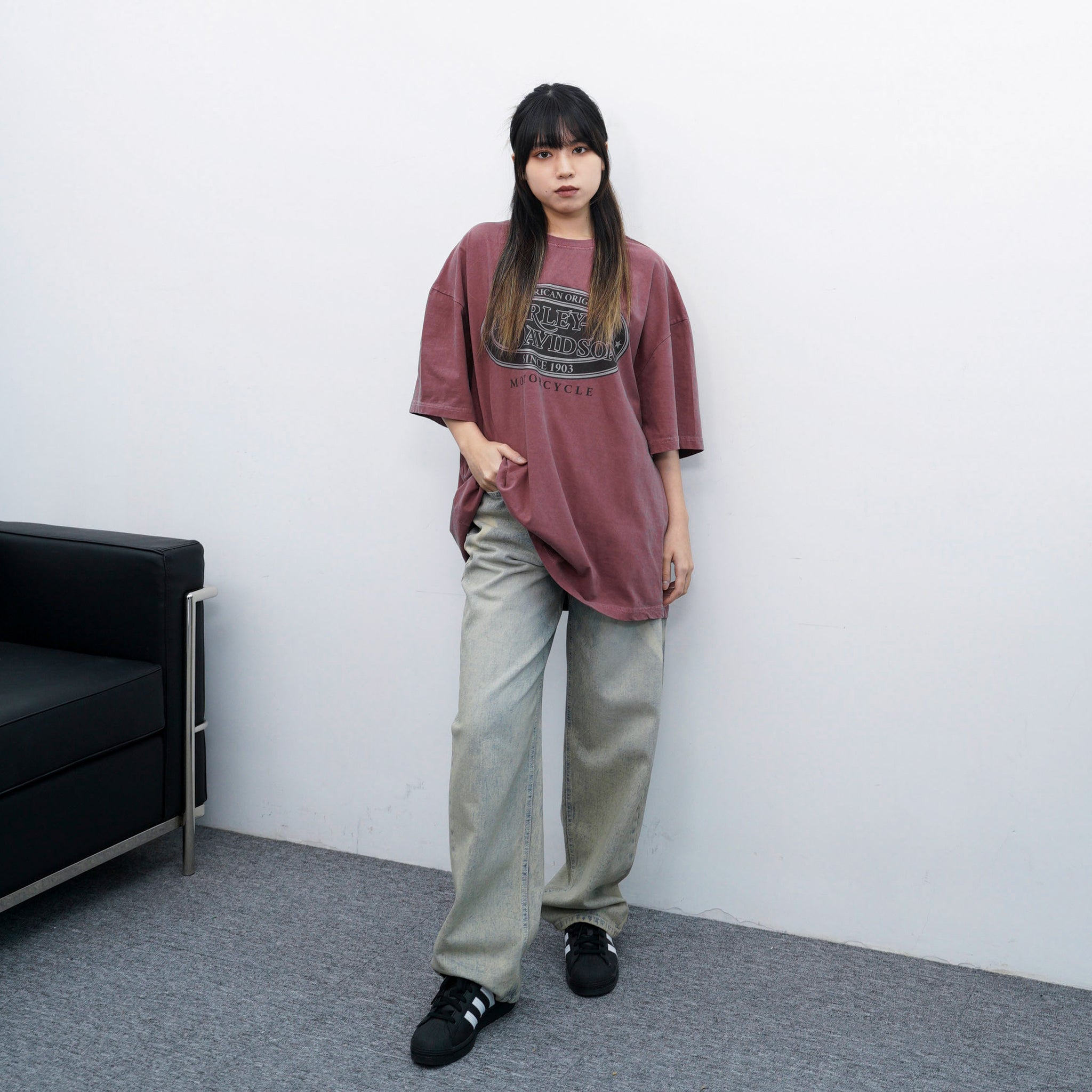 [極高腰] HEART GRAFFITI VINTAGE DENIM PANTS/ 2色