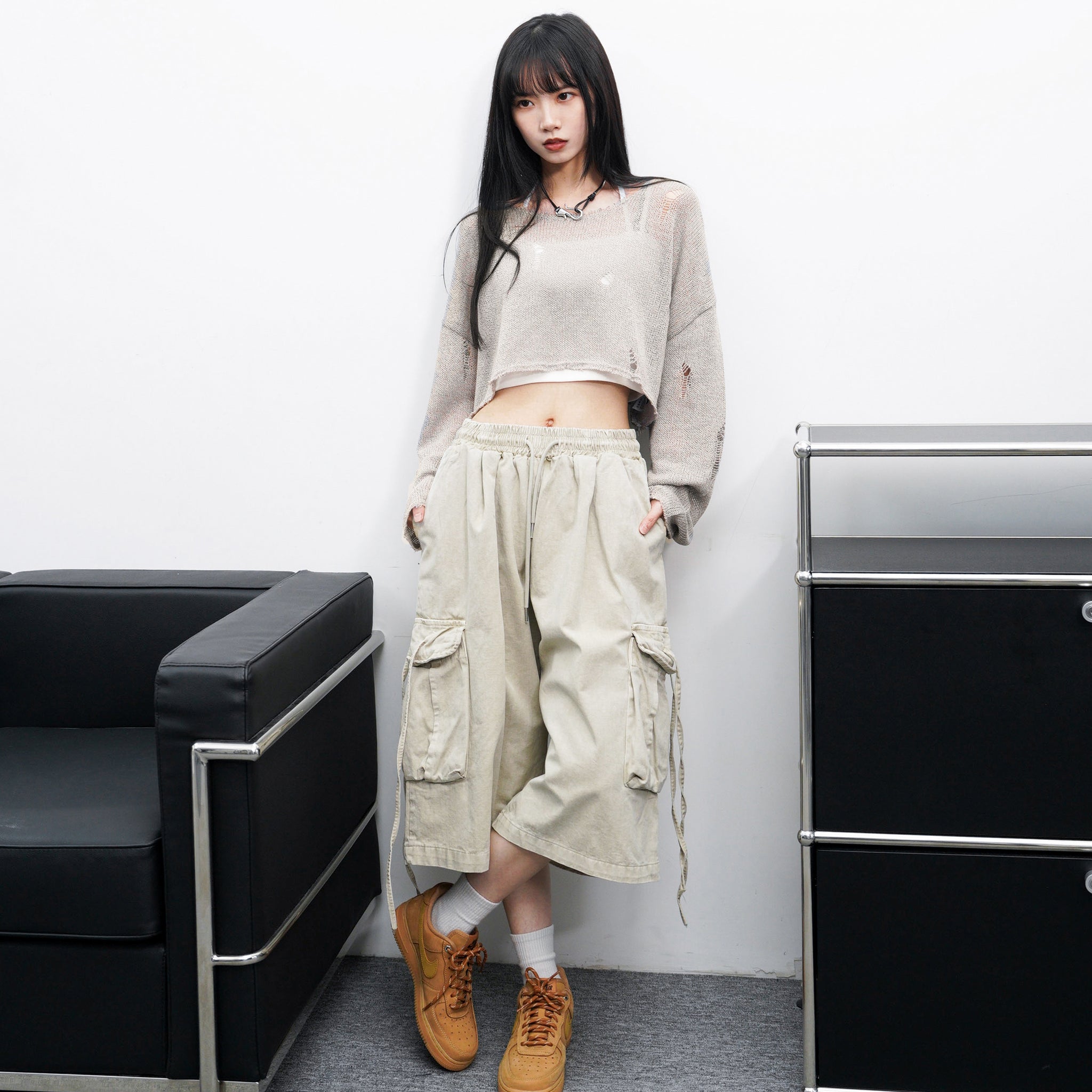 [BEST] DAMAGE CROP KNIT/ 3色