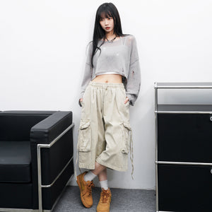 [UNISEX] 水洗BEST STRING CARGO BERMUDA PANTS/ 2色