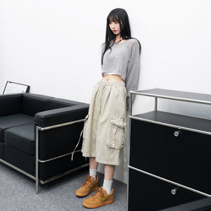 [UNISEX] 水洗BEST STRING CARGO BERMUDA PANTS/ 2色