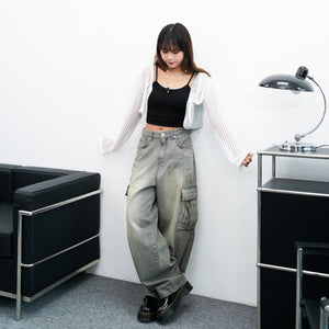 [極高腰] GENE VINTAGE WIDE CARGO DENIM PANTS/ 1色