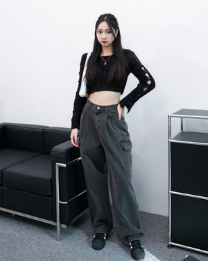 [UNISEX] Dyeing Cargo Denim Pants/ 2色
