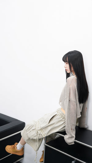 [BEST] DAMAGE CROP KNIT/ 3色
